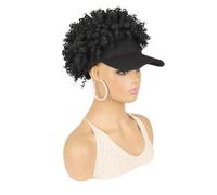 Parrucca da cappello soffice a vite da donna, parrucca da berretto da baseball in fibra sintetica for un look elegante(Black1)