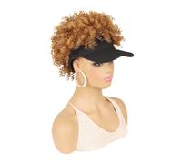 Parrucca da cappello soffice a vite da donna, parrucca da berretto da baseball in fibra sintetica for un look elegante(Black12)