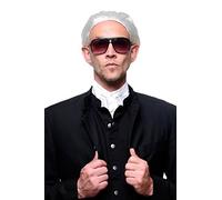 Parrucca da Carnevale/Halloween, Colore Bianco con Codino: Creatore Moda Barocco Nobiluomo Conte Principe Vecchio Vampiro Dracula, 4287-P68