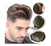 Parrucca da chignon da uomo Nodi candeggiati Frontale in pizzo francese Parrucchino da uomo Posticci Sistemi di sostituzione dei capelli in pelle di pizzo poli Vari colori Parrucca per uomo(Light Brow