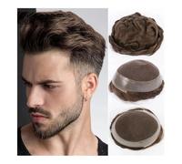 Parrucca da chignon da uomo Parrucca umana maschile parrucchino pizzo svizzero PU intorno alla protesi parrucca maschile sistema di sostituzione dei capelli fatto a mano puro for uomo parrucchino Parr