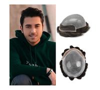 Parrucca da chignon da uomo Parrucchino da uomo in pizzo frontale PU 0,03-0,04 mm Protesi capillare da uomo sottile Parrucche for capelli umani Remy indiani Marrone e nero Parrucca per uomo(Light brow