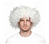 Parrucca da Clown,Bianco Afro Parrucca Riccioli Parrucca Riccia,Donna Uomo,Hippie Discoteca Popstar 60s 70s 80s Per Costumi in Maschera Festa Carnevale Halloween Circo Cosplay Festa a Tema