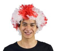 Parrucca da clown, capelli ricci, capelli sintetici natalizi, per tifosi di calcio, feste, multicolore, divertente costume da Inghilterra