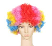 Parrucca da clown, parrucca arricciata, da uomo e da donna, con clown, divertente spettacolo shaggy, accessorio per carnevale e Halloween, multicolore