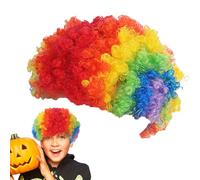 Parrucca da clown per adulti, con fascia elastica arcobaleno, per bambini, uomini, donne, Halloween, circo, feste, cosplay, feste in maschera, Natale