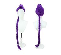 Parrucca da cosplay anime, parrucca lunga viola intrecciata realistica alla