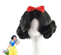 Parrucca da cosplay bianca principessa Parrucca corta per capelli ricci in fibra sintetica nera ad alta temperatura per la festa di Halloween