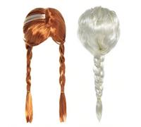 Parrucca da cosplay da principessa, stile intrecciato beige avventura, set di parrucca da principessa completa, coda di cavallo singola, forniture per feste, forniture per addio al nubilato, regali di