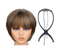 Parrucca Da Donna 1 Pezzo E Supporto Per Parrucca In Plastica 1 Pezzo, Parrucca Corta, Oggetti Di Scena Per Cosplay, Parrucca Alla Moda