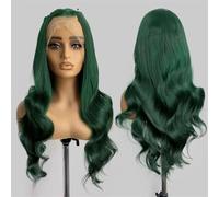 Parrucca da donna 13 x 4 con pizzo frontale, sintetica, lunga onda naturale, parrucca da indossare tutti i giorni, resistente al calore, parrucca per cosplay GN8 scura da 45,7 cm