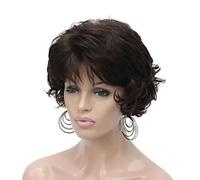 Parrucca da donna 2 toni grigio bianco ombre sintetico corto stratificato capelli ricci frangia gonfio fibra resistente al calore-A3-12 POLLICI