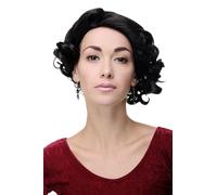 Parrucca da Donna 20er Anni Swing Charleston Nero Riga IN Mezzo Ricci