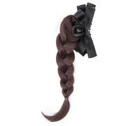 Parrucca da donna a coda di cavallo intrecciata con fiocco per capelli dall'aspetto naturale ad alta temperatura, parrucca con clip per extension a treccia