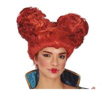 Parrucca da donna a forma di cuore, rosso marrone, regina del cuore Alice nel paese delle meraviglie regina rinascimentale rococò barocco