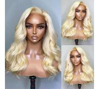 Parrucca da donna a onda corta sintetica Bob parrucca frontale in pizzo naturale attaccatura dei capelli parrucche per capelli corti 613 bionda 12 pollici - pizzo anteriore