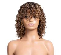 Parrucca da donna africana nera corta riccia sintetica con copertura completa de