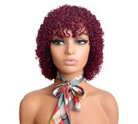 Parrucca da donna africana nera corta riccia sintetica con copertura completa de