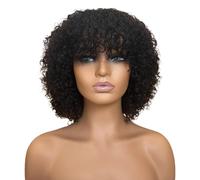 Parrucca da donna africana nera corta riccia sintetica con copertura completa de