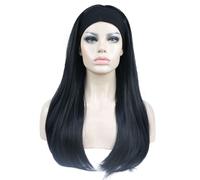 Parrucca da donna Aimole, lunga e liscia, 3/4, con capelli sintetici e fascia nera (1-Nero)