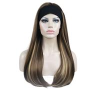 Parrucca da donna Aimole, lunga e liscia, con capelli sintetici, con fascia nera (L10-124)
