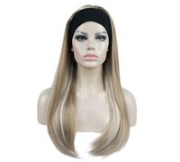 Parrucca da donna Aimole, lunga e liscia, con capelli sintetici, lunghezza 3/4, con fascia nera (H16-613)