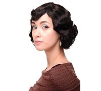 Parrucca Da Donna Anni '20 Swing Bob Ondulata Marrone Circa 25