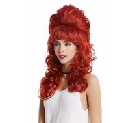 Parrucca da Donna Barocco 60er Beehive Updo Chignon Riccio Frangia Rosso