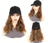 Parrucca da donna Berretto for parrucca riccia da media a lunga donna indossare ogni giorno con uno styling naturale dei capelli ricci Parrucche umane(Bruin)