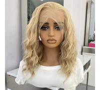 Parrucca da donna bionda a onde corte sintetiche con attaccatura dei capelli naturale attaccatura dei capelli per uso quotidiano parrucche cosplay mix biondo pizzo anteriore