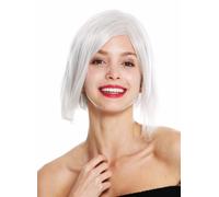 Parrucca da Donna Bob Cosplay Corto Liscio Riga Bianco Grigio