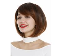 Parrucca da Donna Bob Longbob Corto Fransig con Riga Castano Braun Mix