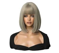 Parrucca Da Donna Capelli Corti Castano Riso Capelli Corti Lisci Parrucca Full Top In Fibra Chimica Fatta A Macchina