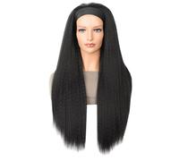 Parrucca da donna Capelli lunghi da donna con parrucca, fascia for lo styling quotidiano pigro Parrucche umane(Nero)