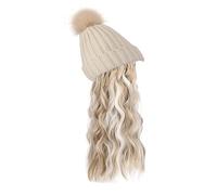 Parrucca da Donna Cappello Lavorato a Maglia,Cappello Caldo Invernale Lavorato a Maglia,Cappello Beanie Invernale da Donna con Parrucca Grandi Estensioni dei Capelli Ricci Ondulati Maglia da Sci Berre