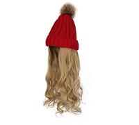Parrucca da Donna Cappello Lavorato a Maglia,Cappello Caldo Invernale Lavorato a Maglia,Cappello Beanie Invernale da Donna con Parrucca Grandi Capelli Ricci Ondulati Lavorati a Maglia Attaccata Berret
