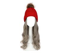 Parrucca da Donna Cappello Lavorato a Maglia,Cappello Caldo Lavorato a Maglia Invernale,Cappello Beanie da Donna Cappello Lavorato a Maglia Parrucca Cappello Invernale Lavorato a Maglia di Lana Capell