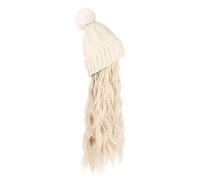 Parrucca Da Donna Cappello Lavorato A Maglia,Cappello Caldo Lavorato A Maglia Invernale,Cappello Parrucca Cappello Lavorato A Maglia Con Capelli for Le Donne Cappello Beanie Parrucca Estensione Dei Ca