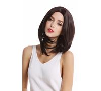 Parrucca da Donna Carnevale Longbob Lunghezza Alle Spalle Scuro Riga IN Mezzo
