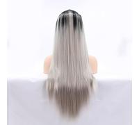 Parrucca da donna con capelli lunghi e lisci, sfumati, con frangia, in fibra sintetica resistente al calore, for donne e ragazze, for le feste, i festival, il giorno di Natale.(Gray)