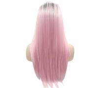 Parrucca da donna con capelli lunghi e lisci, sfumati, con frangia, in fibra sintetica resistente al calore, for donne e ragazze, for le feste, i festival, il giorno di Natale.(Pink)