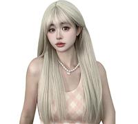 Parrucca Da Donna Con Capelli Lunghi, Fascia Piena, Capelli Lisci, Riduzione Dell'Età Naturale, Parrucca Simulata In Platino