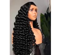 Parrucca da donna con capelli umani ondulati sciolti, parrucca frontale in pizzo brasiliano con onde profonde, parrucca frontale riccia, capelli da festa quotidiana(180,38in#13x4 Lace Wig)