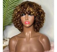 Parrucca Da Donna Con Caschetto Corto E Riccio, Realizzata A Macchina Con Un Biondo Naturale - Morbida E Senza Piega, Per L'uso Quotidiano