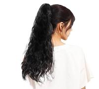 Parrucca da donna con coda di serpente con clip naturale, in fibra chimica, con rotoli di pollo, stile coda di cavallo (castagna)