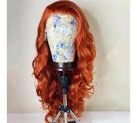 Parrucca da donna con pizzo frontale, capelli sintetici resistenti al calore, per uso quotidiano, cosplay, curcuma, 61 cm, pizzo frontale