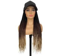 Parrucca da donna, con treccia, con cappellino da baseball con dreadlocks, parrucca con fascia in un unico pezzo, design a tre fili, lunghezza 66 cm