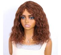 Parrucca Da Donna Corta E Ondulata Castana, Capelli Umani Remy Brasiliani, Senza Colla, Morbide Onde Naturali, Stile Elegante