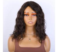 Parrucca Da Donna Corta E Ondulata Castana, Capelli Umani Remy Brasiliani, Senza Colla, Morbide Onde Naturali, Stile Elegante