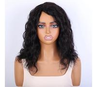 Parrucca Da Donna Corta E Ondulata Castana, Capelli Umani Remy Brasiliani, Senza Colla, Morbide Onde Naturali, Stile Elegante